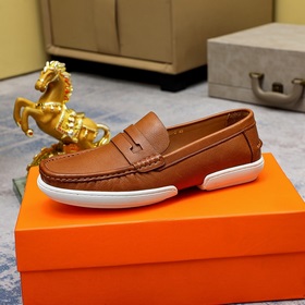【Hermès】 Новая модель мужских кожаных туфель в стиле кэжуал, модн