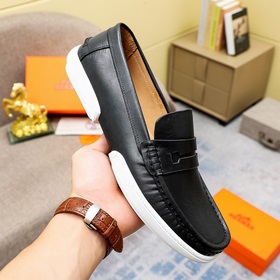 【Hermès】 Новая модель мужских кожаных туфель в стиле кэжуал, модн