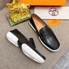 【Hermès】 Новая модель мужских кожаных туфель в стиле кэжуал, модн