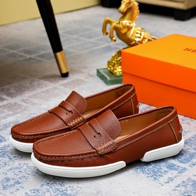 【Hermès】 Новая модель мужских кожаных туфель в стиле кэжуал, модн