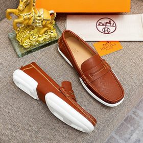 【Hermès】 Новая модель мужских кожаных туфель в стиле кэжуал, модн