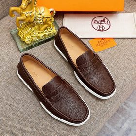 【Hermès】 Новая модель мужских кожаных туфель в стиле кэжуал, модн