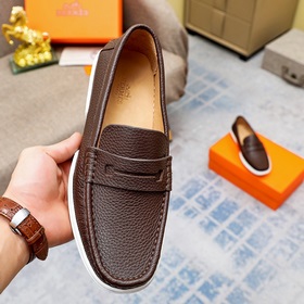 【Hermès】 Новая модель мужских кожаных туфель в стиле кэжуал, модн