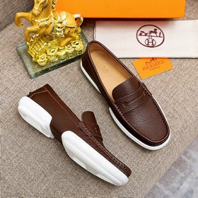 【Hermès】 Новая модель мужских кожаных туфель в стиле кэжуал, модн