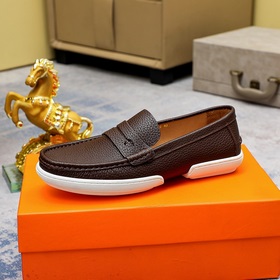 【Hermès】 Новая модель мужских кожаных туфель в стиле кэжуал, модн
