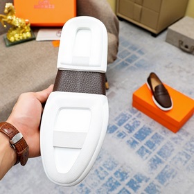 【Hermès】 Новая модель мужских кожаных туфель в стиле кэжуал, модн