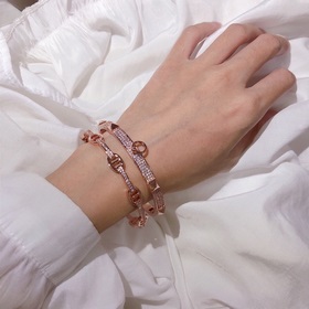 Hermès H Двойной браслет с бриллиантами в форме свиного носа. Ско