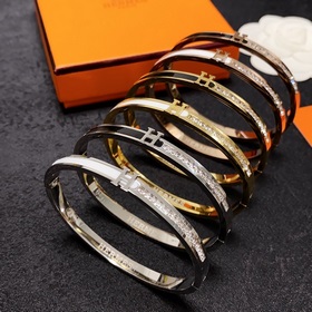 Браслет Hermes с бриллиантами в форме буквы H, 14 карат, с покрыт