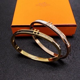 Браслет Hermes с бриллиантами в форме буквы H, 14 карат, с покрыт