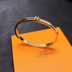 Браслет Hermes с бриллиантами в форме буквы H, 14 карат, с покрыт