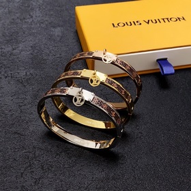 Оригинальный товар LV, нейтральный кожаный браслет с принтом, Lou
