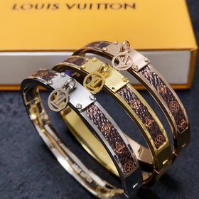 Оригинальный товар LV, нейтральный кожаный браслет с принтом, Lou