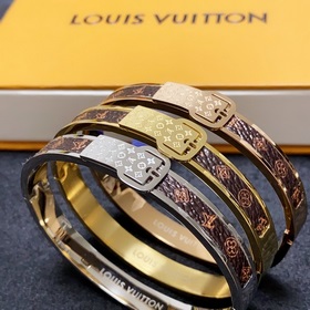 Оригинальный браслет LV из кожи с гравировкой букв, Louis Vuitton