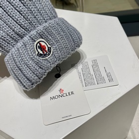 MONCLER вязаная шапка из шерсти, высокая версия с меховым помпоно