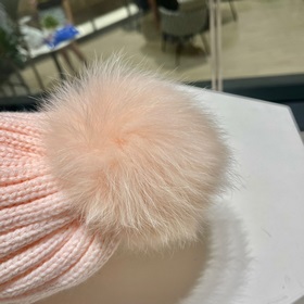 MONCLER вязаная шапка из шерсти, высокая версия с меховым помпоно