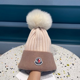 MONCLER вязаная шапка с ушанкой, высокая версия из шерсти с мехов