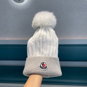 MONCLER вязаная шапка с ушанкой, высокая версия из шерсти с мехов