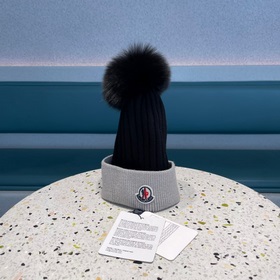 MONCLER вязаная шапка с ушанкой, высокая версия из шерсти с мехов