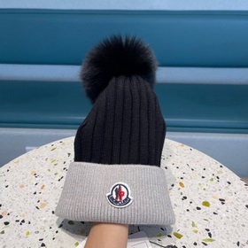 MONCLER вязаная шапка с ушанкой, высокая версия из шерсти с мехов