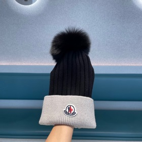 MONCLER вязаная шапка с ушанкой, высокая версия из шерсти с мехов