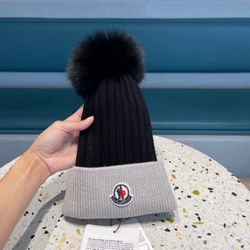 MONCLER вязаная шапка с ушанкой, высокая версия из шерсти с мехов