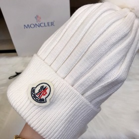 MONCLER вязаная шапка из шерсти, высокая версия с меховым помпоно
