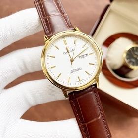 Элегантные мужские часы Omega, классический дизайн с тремя стрелк