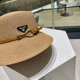 【PRADA Пrada】 Новая модель 2023 года： соломенная шляпа-котел с ре