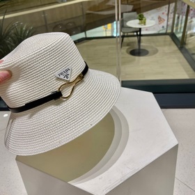 【PRADA Пrada】 Новая модель 2023 года： соломенная шляпа-котел с ре