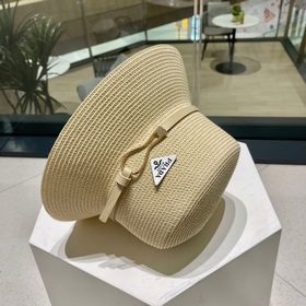 【PRADA Пrada】 Новая модель 2023 года： соломенная шляпа-котел с ре