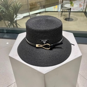 【PRADA Пrada】 Новая модель 2023 года： соломенная шляпа-котел с ре