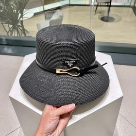 【PRADA Пrada】 Новая модель 2023 года： соломенная шляпа-котел с ре