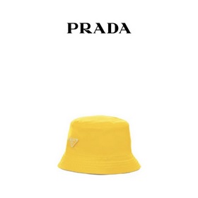 Дом Prada. Лимонный желтый Рыбацкая кепка с плоской макушкой и ко