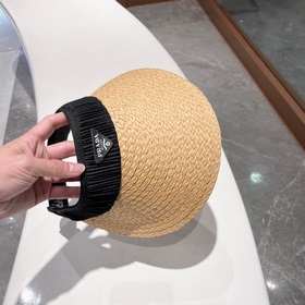 PRADA Пальто из соломы, шляпа с открытой макушкой, высокое качест