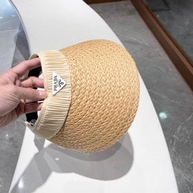 PRADA Пальто из соломы, шляпа с открытой макушкой, высокое качест