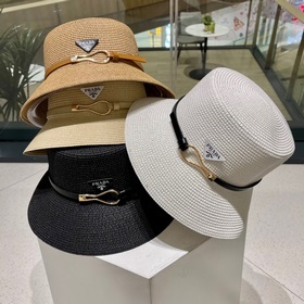 【PRADA Пrada】 Новая модель 2023 года： соломенная шляпа-котел с ре