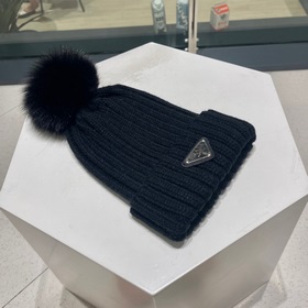 PRADA 2023 осень-зима, в комплекте с меховым помпоном, вязаная ша