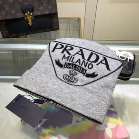 Новейшая шерстяная вязаная шапка от официального сайта PRADA, точ
