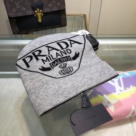 Новейшая шерстяная вязаная шапка от официального сайта PRADA, точ