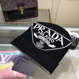 Новейшая шерстяная вязаная шапка от официального сайта PRADA, точ