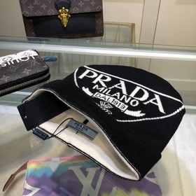 Новейшая шерстяная вязаная шапка от официального сайта PRADA, точ