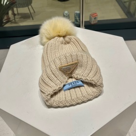 PRADA 2023 осень-зима, в комплекте с меховым помпоном, вязаная ша