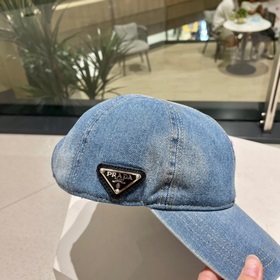 Pr@da Prada джинсовая бейсболка с треугольным козырьком Джинсовый