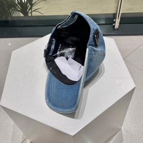 Pr@da Prada джинсовая бейсболка с треугольным козырьком Джинсовый