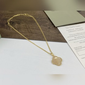VCA Golden Shell Large Four-Leaf Clover Necklace, Sweater Chain, 