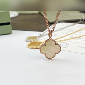 VCA Golden Shell Large Four-Leaf Clover Necklace, Sweater Chain, 