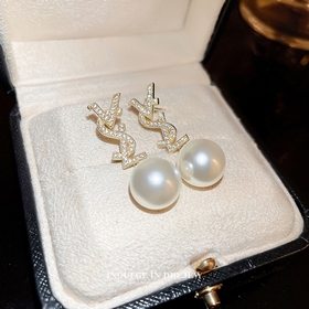 1880130 YSL Saint Laurent Кристальные бусины с буквамиз латуни в