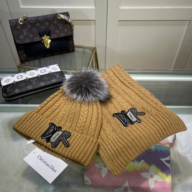 Классический комплект DIOR： шапка и шарф! Качество кашемира и кро