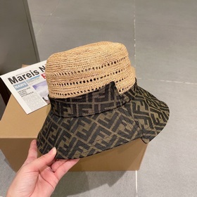 Новая модель шляпы FD Fendi, изготовлена из рафии, с комбинирован
