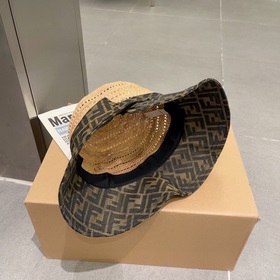 Новая модель шляпы FD Fendi, изготовлена из рафии, с комбинирован